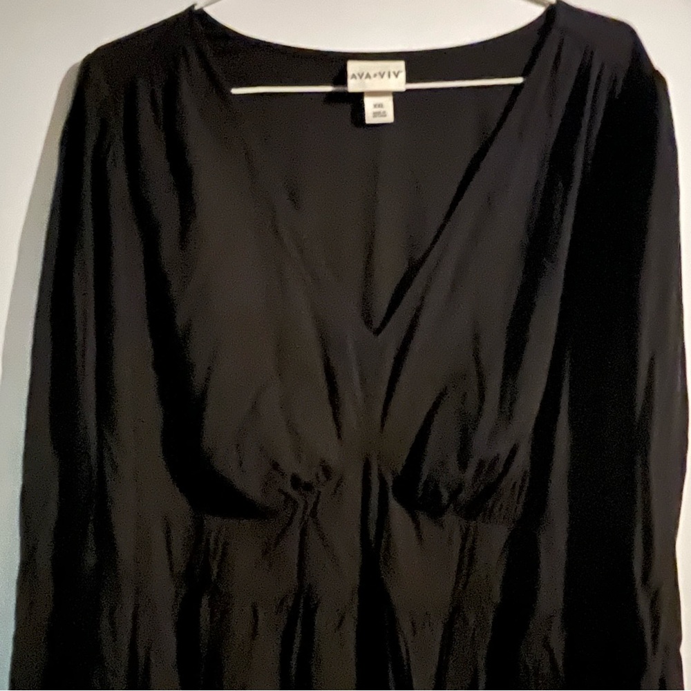 Ava & Viv Black V-Neck Long Sleeve Tunic Dress